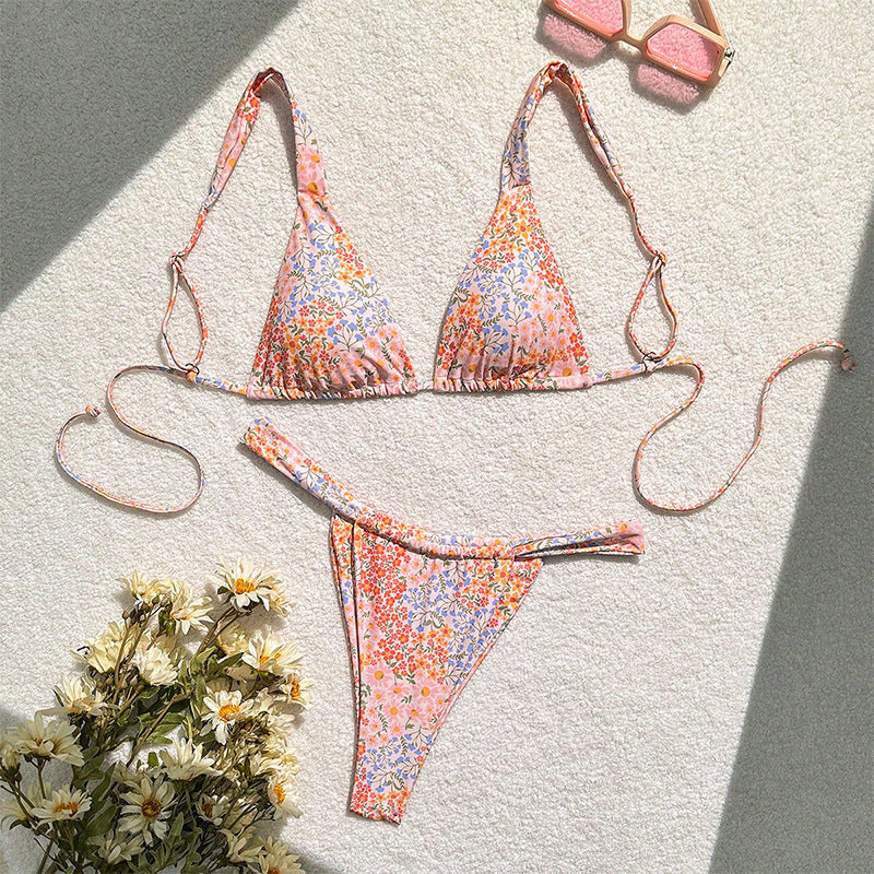 Damen Triangel-Bikini mit verspieltem Blumendesign R&B