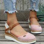 Damen Wedgesandalen mit elastischem Riemen und Jute-Applikation R&B