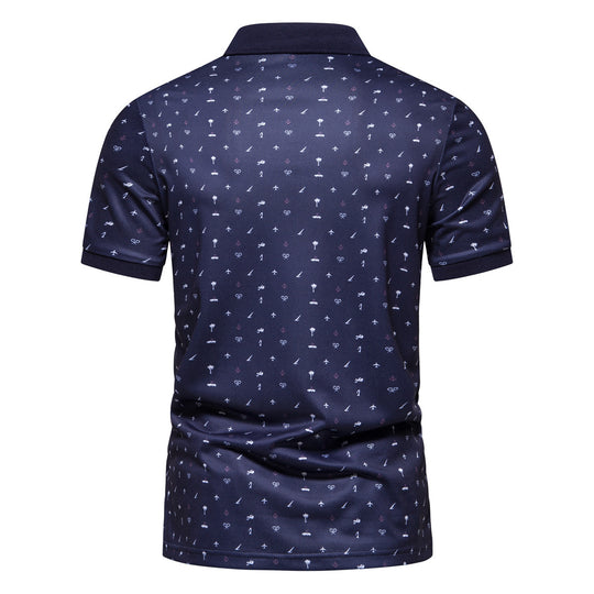 Herren Polohemd mit stilvollem Allover-Muster R&B