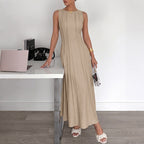 Damen Langarm Maxikleid mit eleganten Streifen und schmeichelndem Schnitt R&B
