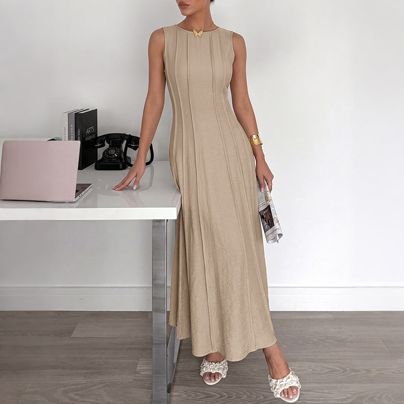Damen Langarm Maxikleid mit eleganten Streifen und schmeichelndem Schnitt R&B