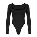 Damen Elegantes Langarm-Bodysuit mit Zierborte R&B