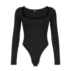 Damen Elegantes Langarm-Bodysuit mit Zierborte R&B