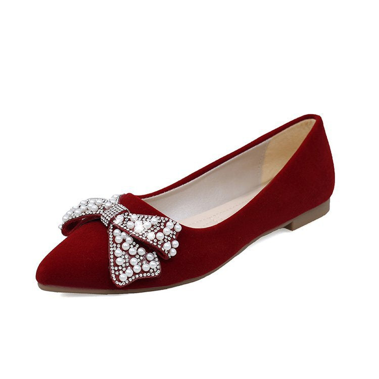 Damen elegante Ballerinas mit glamourösem Schleifen- und Strassakzent R&B