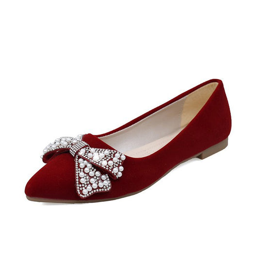 Damen elegante Ballerinas mit glamourösem Schleifen- und Strassakzent R&B