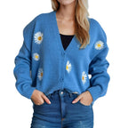 Damen Strickjacke mit floralen Applikationen R&B