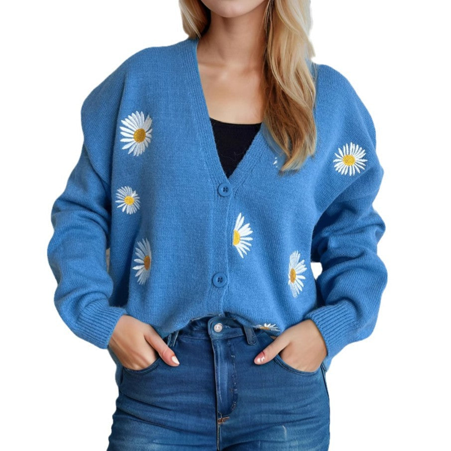 Damen Strickjacke mit floralen Applikationen R&B