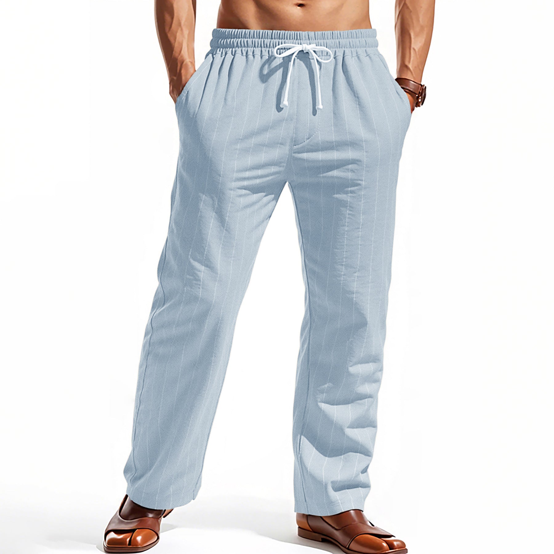 Herren lässige Freizeithose mit elastischem Bund und seitlichen Taschen R&B