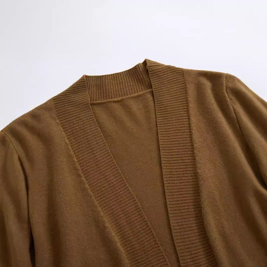 Damen gemütlicher Strickcardigan mit praktischen Taschen und offenem Schnitt R&B