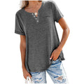 Damen hochwertiges T-Shirt mit Knopfdetail und lockerem Schnitt R&B