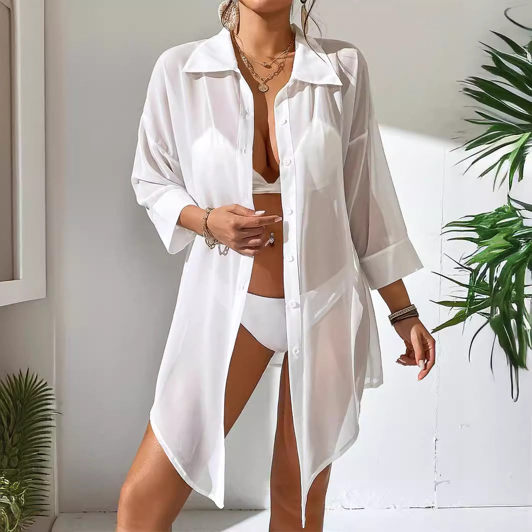 Damen transparenter Strandüberwurf R&B