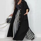 Damen Oversized Mantel mit klassischem Revers und Knopfdetails R&B
