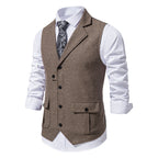 Herren Anzugweste aus hochwertigem Herringbone-Stoff R&B