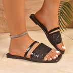 Damen Glamouröse Slippers mit funkelndem Schmuckdetail R&B