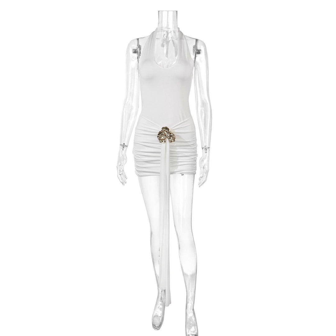Damen Elegantes Cut-Out Minikleid mit Wickeloptik und Glamourösen Details R&B