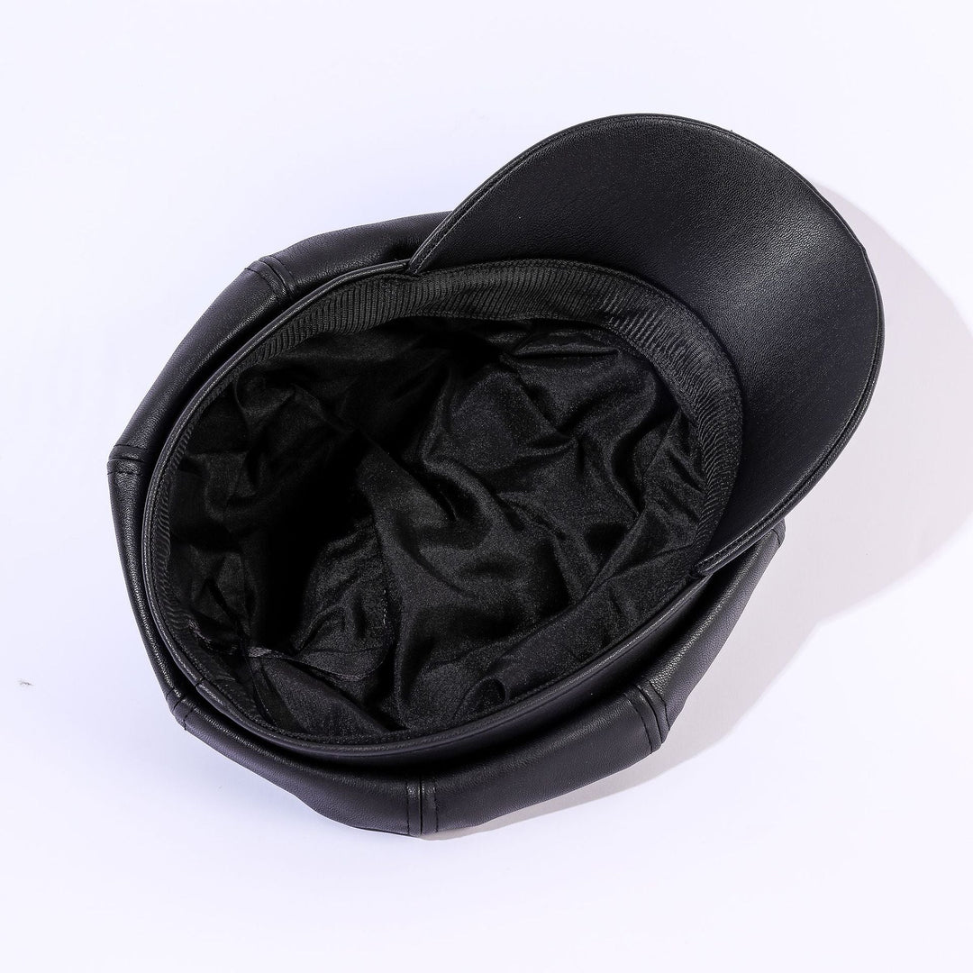 Damen Leder-Baker Boy Cap mit Klassischem Design R&B