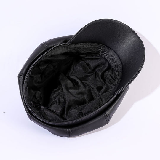 Damen Leder-Baker Boy Cap mit Klassischem Design R&B