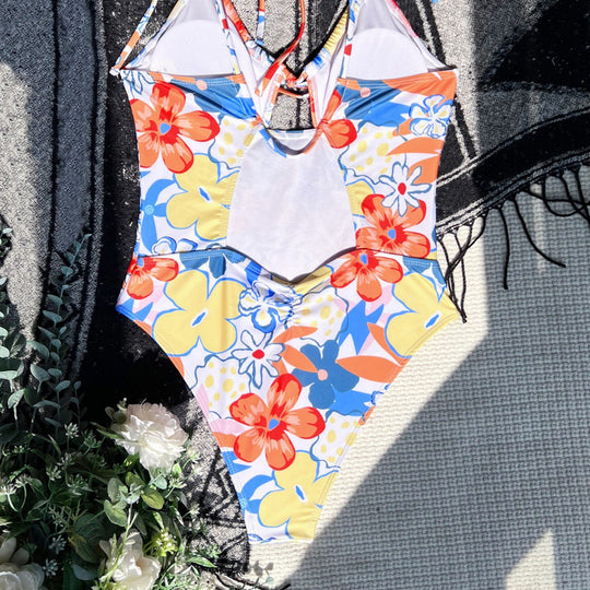 Damen Floral Design Einteiler Badeanzug R&B