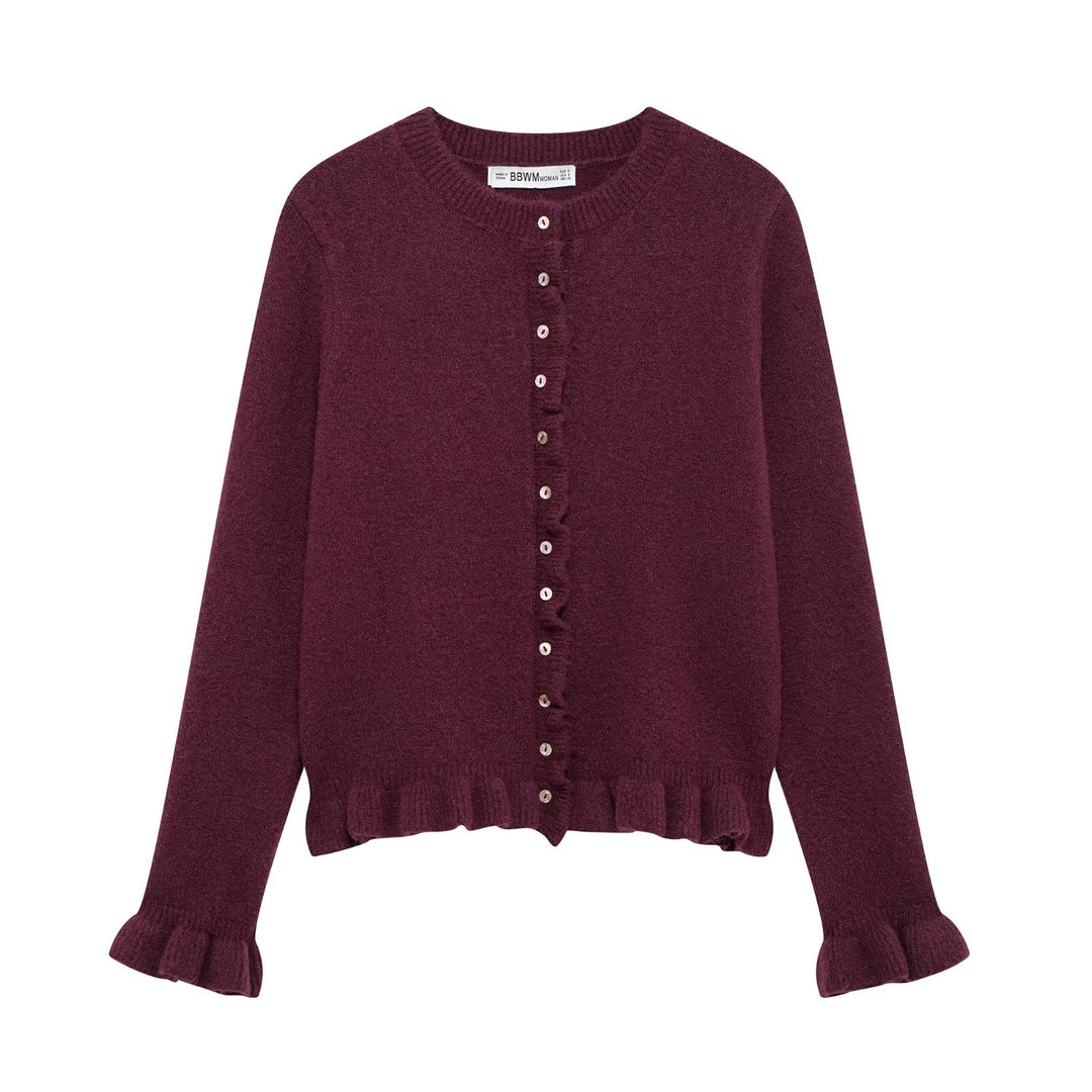 Damen elegante Strickjacke mit dekorativen Knöpfen R&B