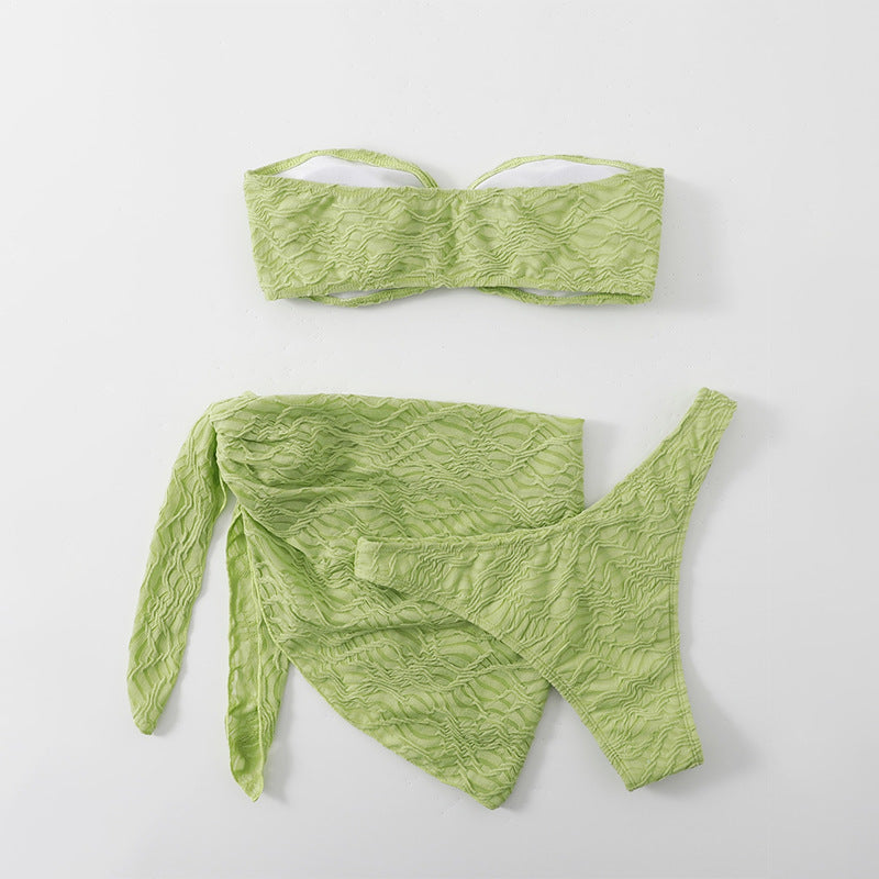 Damen Bandeau-Bikini mit Rüschendetails und elastischem Wickelrock R&B