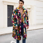 Herren Luxuriöser Kunstpelzmantel mit farbenfrohem Design R&B