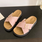 Damen Komfortable Mules mit modischem Schnallen-Detail