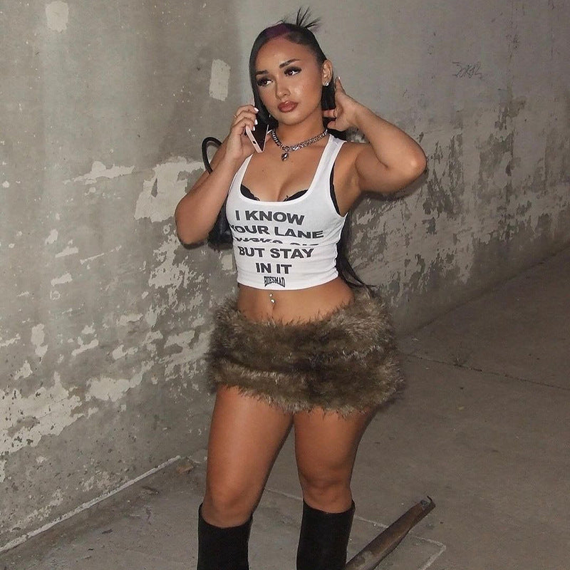 Damen Crop-Top mit Schriftzug und verspieltem Design