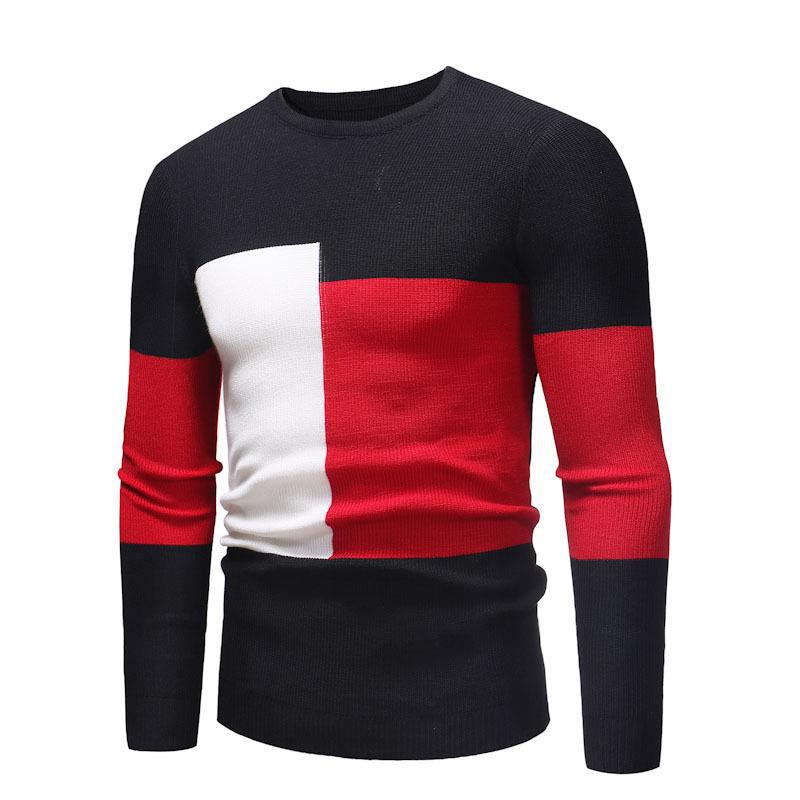 Herren Designer Pullover mit modernem Blockmuster R&B