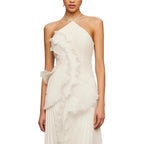 Damen Elegantes Wickelkleid mit plissierten Rüschen und asymmetrischem Saum R&B