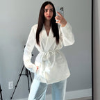 Damen Oversized Blazerjacke mit Taillengürtel R&B
