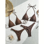 Damen Triangel-Bikini-Set mit verspieltem Punktedesign und elastischen Trägern R&B