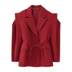 Damen eleganter Oversized-Blazer mit Gürteldetail R&B