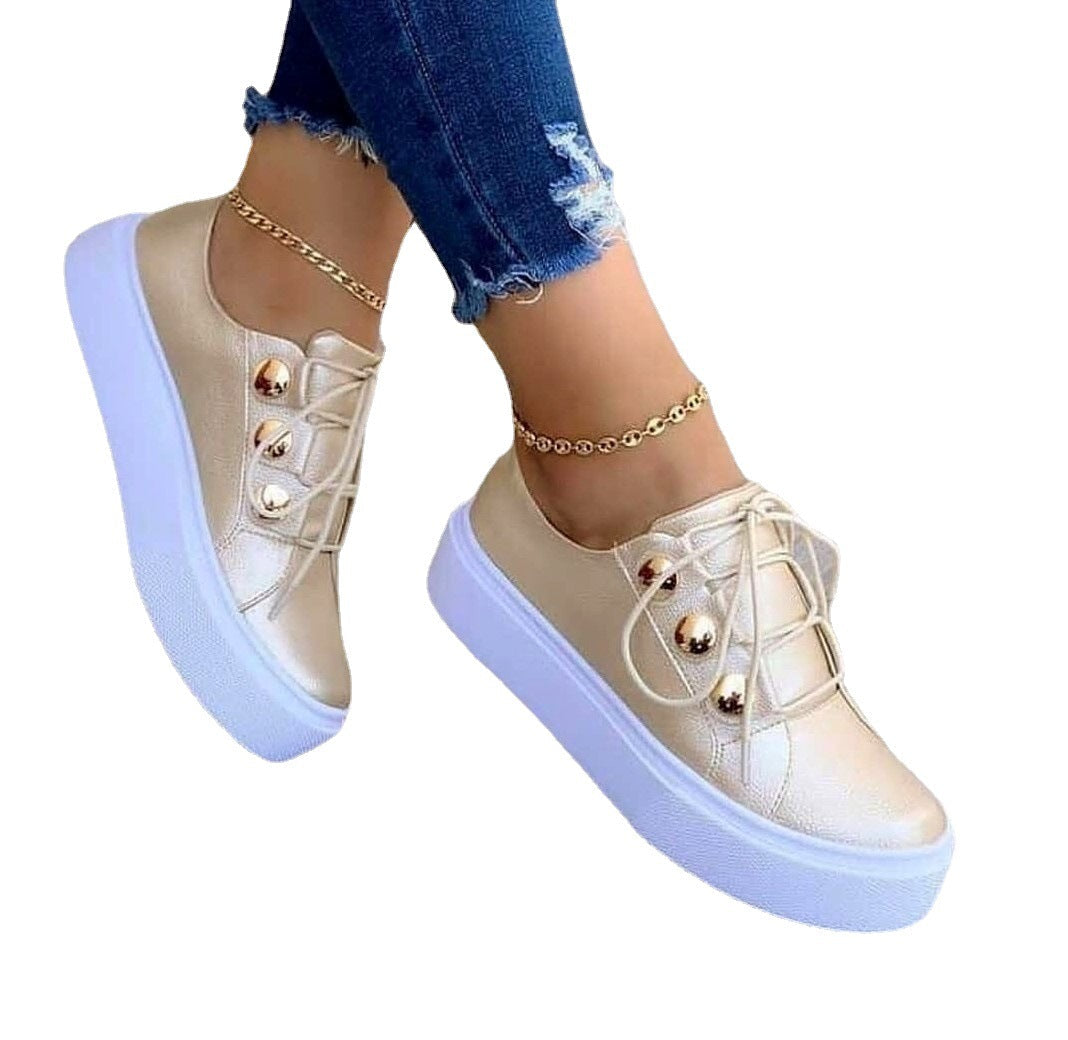 Damen modische Sneakers mit elegantem goldenen Schnürsystem R&B