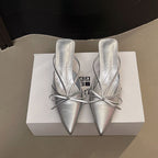 Damen Slingback High Heel Schuhe mit zierlichem Schleifendetail R&B