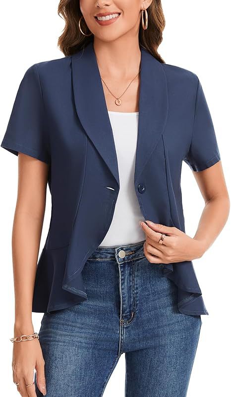 Damen schicke Blazerjacke mit asymmetrischem Schnitt R&B