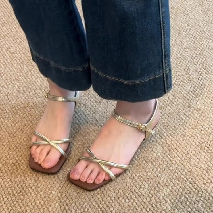 Damen elegante Strandsandalen mit verstellbaren Riemen und komfortablem Fußbett R&B