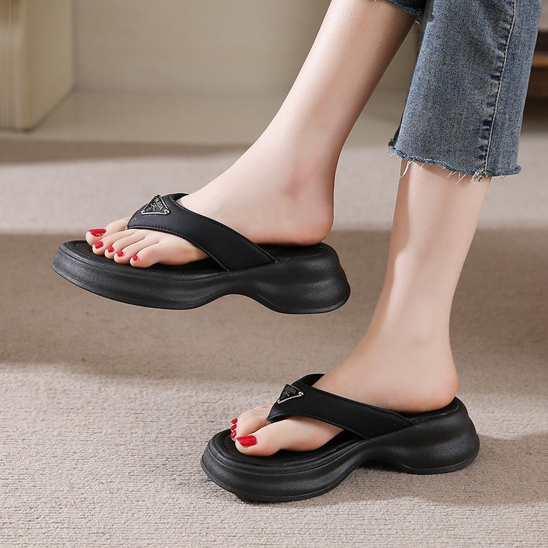 Damen Komfortable Badesandalen mit modischem Absatz und funkelndem Detail EB