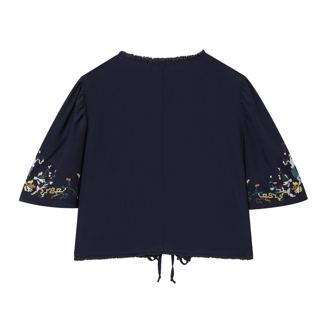 Damen kurze Bluse mit Platz für elegantes Binden R&B
