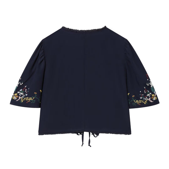 Damen kurze Bluse mit Platz für elegantes Binden R&B