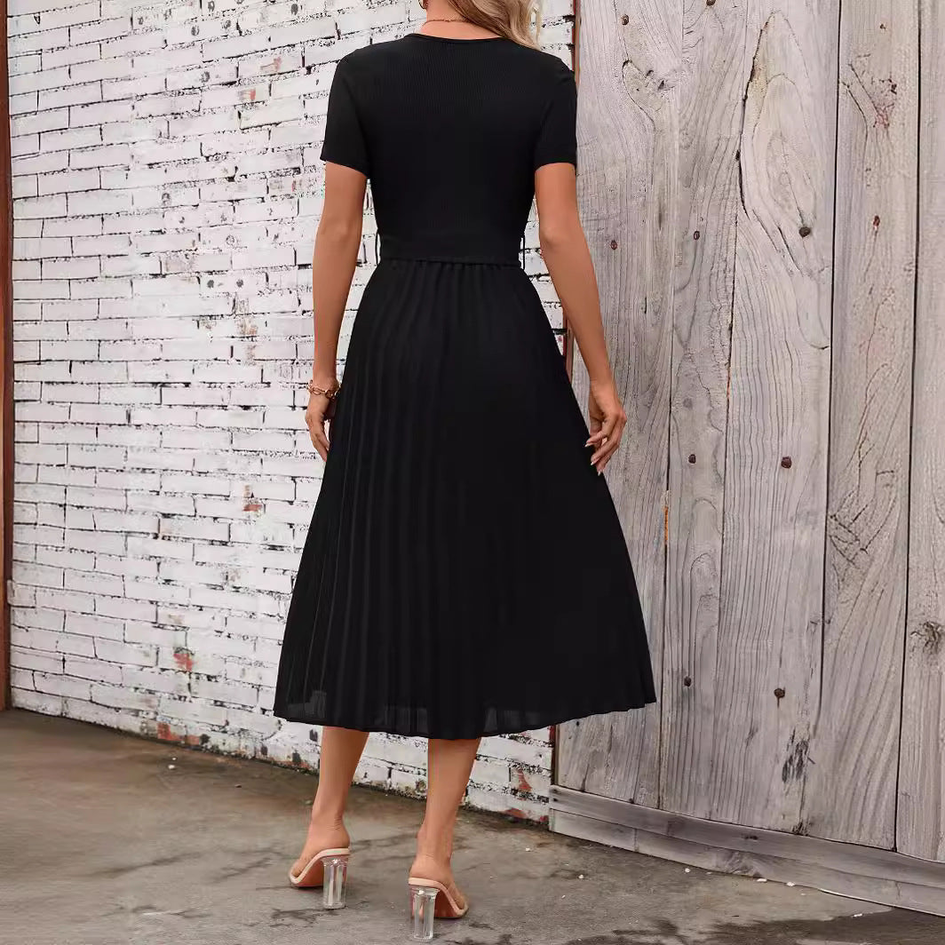 Damen Elegantes Midikleid mit tailliertem Design und schwingendem Rock R&B