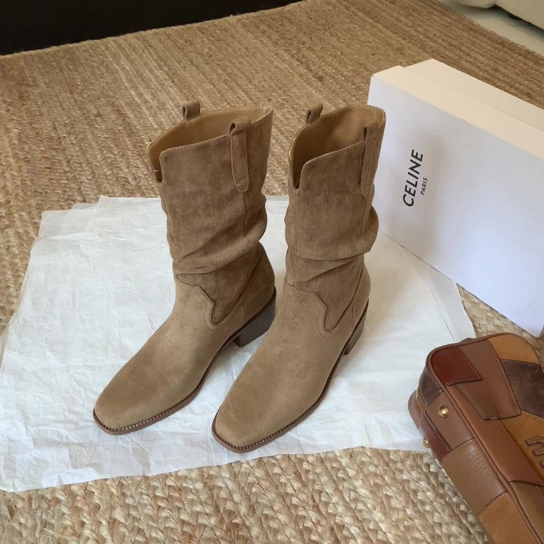 Damen Stiefeletten aus hochwertigem Wildleder mit komfortablem Blockabsatz R&B
