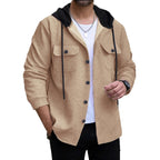 Herren lässige Utility-Jacke mit Kapuze und strukturiertem Muster