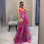 Damen Elegantes und florales Abendkleid mit schmeichelndem Schnitt R&B