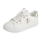 Damen Freizeit-Sneaker mit elegantem Steppdesign und goldenen Akzenten R&B