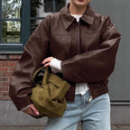 Damen Kunstlederjacke im leicht Oversized-Schnitt mit praktischen Taschen und elastischer Taille R&B