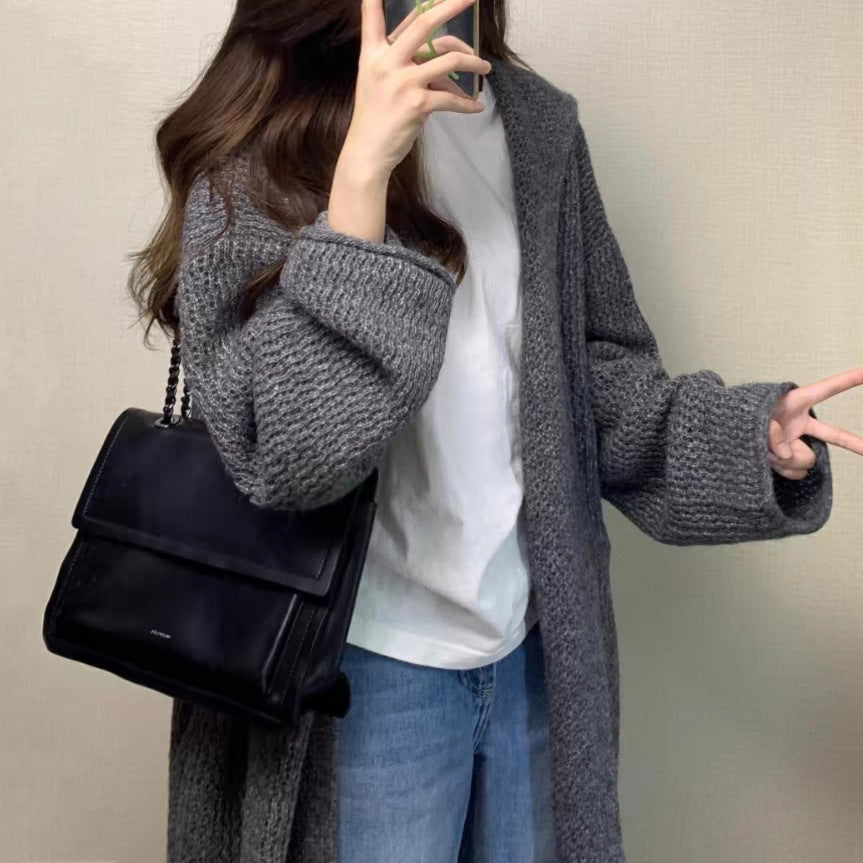 Damen Grobstrick Cardigan mit offenem Schnitt und lässigem Design R&B