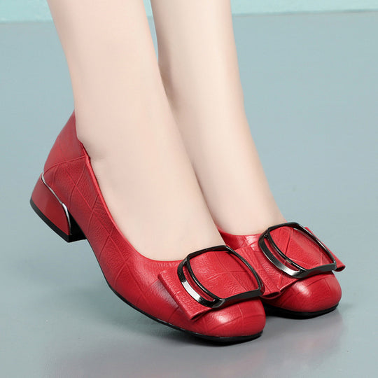 Damen elegante Ballerinas mit modischem Schmuckdetail und bequemem Blockabsatz R&B