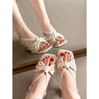Damen Slingback Sandalen mit dekorativem Schleifenelement R&B
