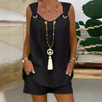 Damen lässiges Sommerkleid mit offenen Schultern und dekorativen Schlaufen R&B