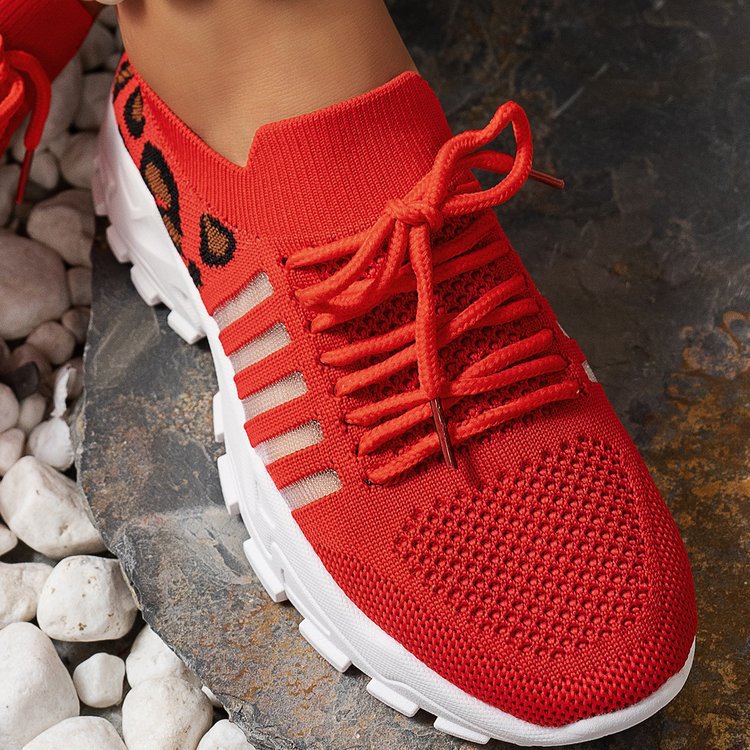 Damen Sportliche Sneakers mit atmungsaktivem Netzmaterial und modischem Tiermuster R&B